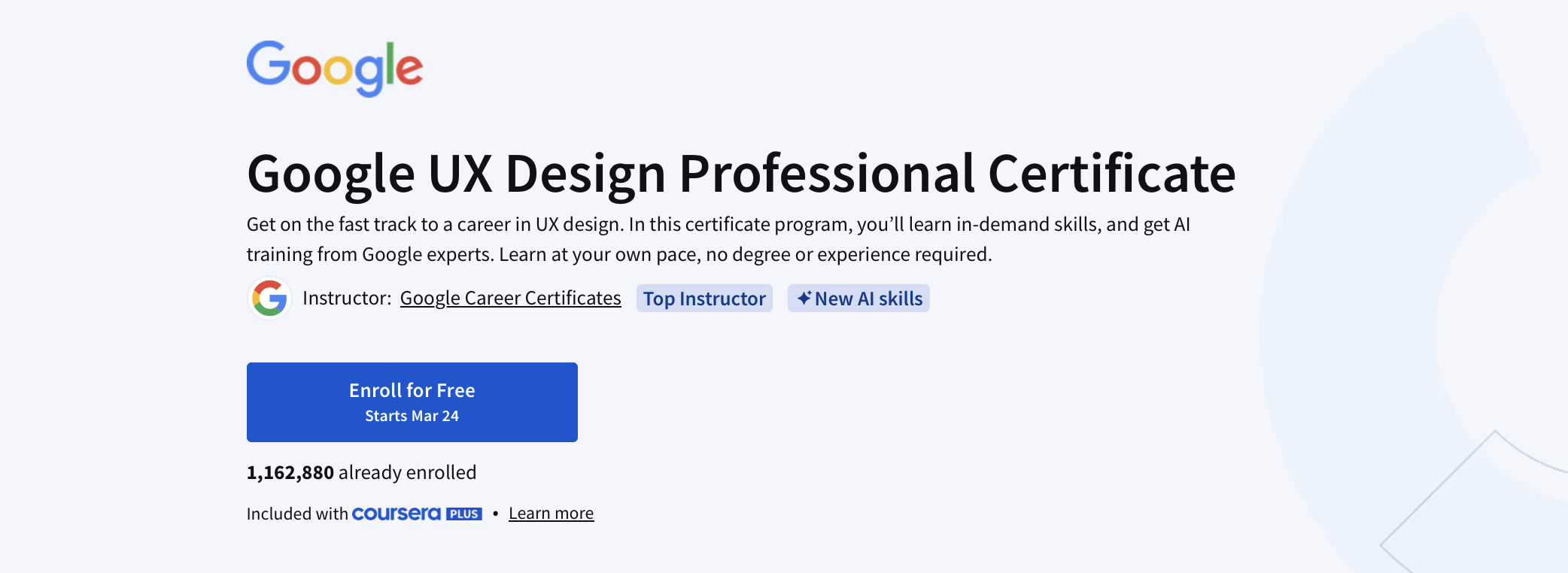 Google UX Design Certificate Free Coursera